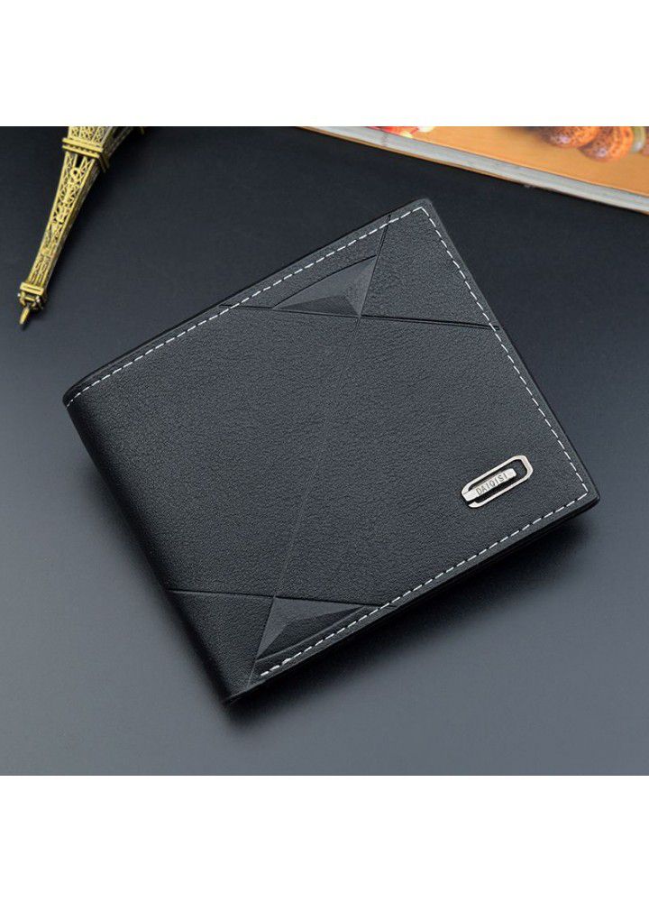 New wallet men's short 30% Leisure Business Wallet horizontal wallet embossed soft leather student youth Wallet 