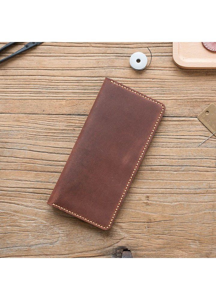 Cross mirror e-commerce hot material bag DIY handmade wallet men's long leather wallet Retro Art 