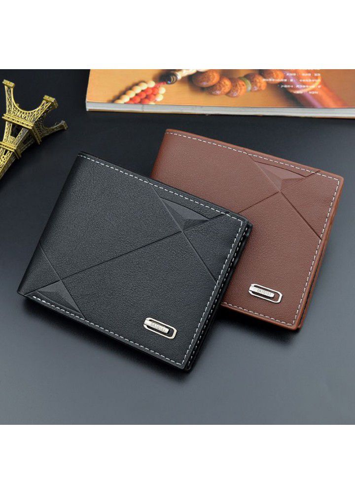 New wallet men's short 30% Leisure Business Wallet horizontal wallet embossed soft leather student youth Wallet 