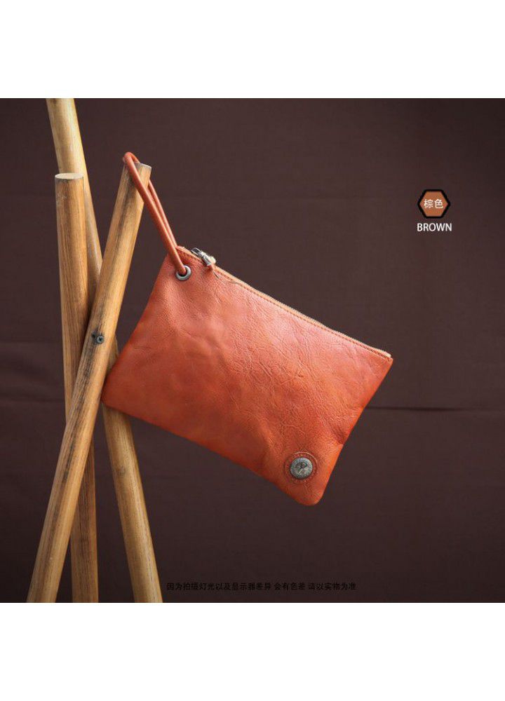  new original hand-made vegetable tanning leather men's bag Japanese style retro leather hand grip bag head layer leather hand bag 