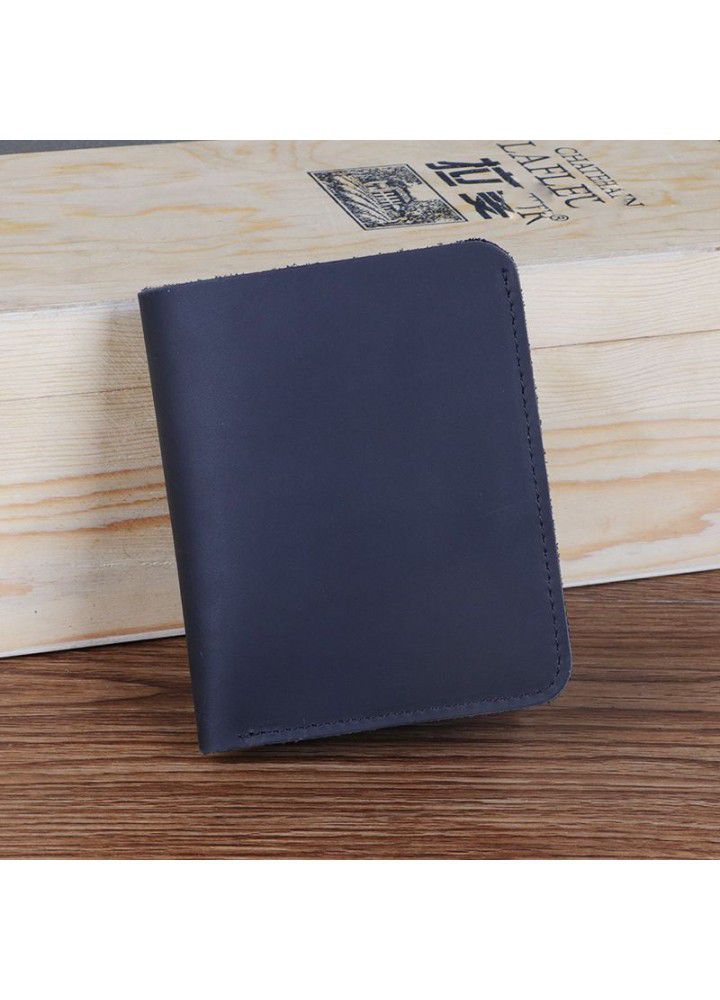 Foreign trade source crazy horse skin men's wallet leather horizontal short head leather wallet retro leisure wallet wholesale 