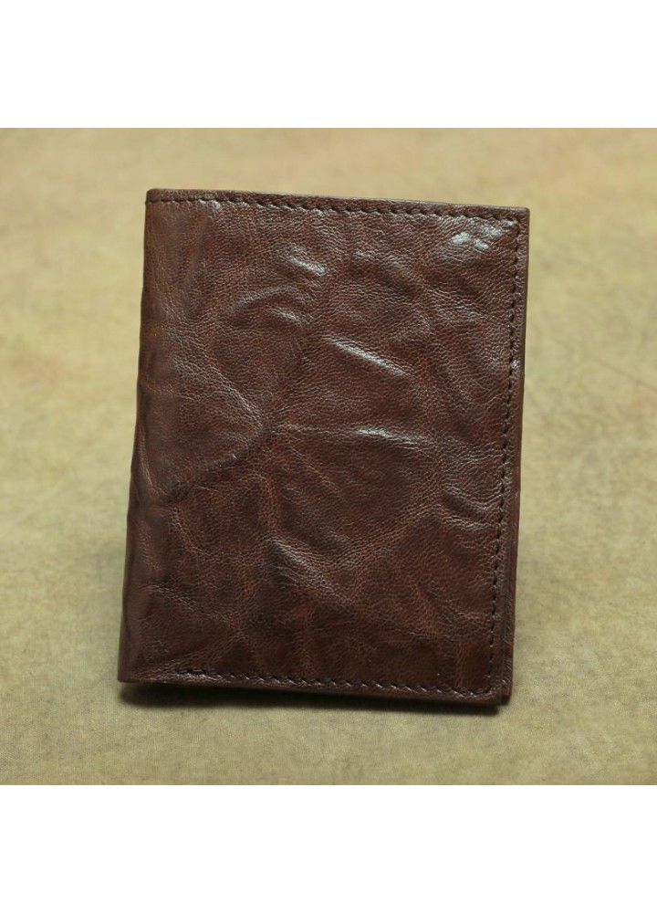 Hand made leather wallet simple Retro Old Leather Wallet vegetable tanned sheepskin men's and women's wallet 