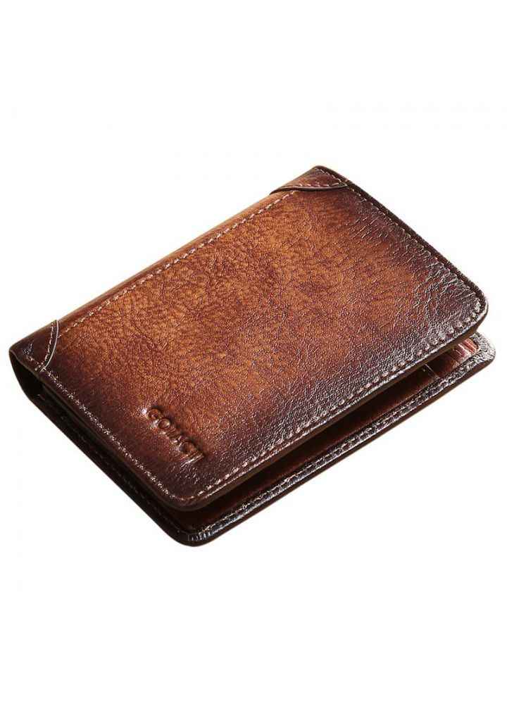 2020 new men's wallet leather short men's wallet multi function driver's license integrated card bag leather 
