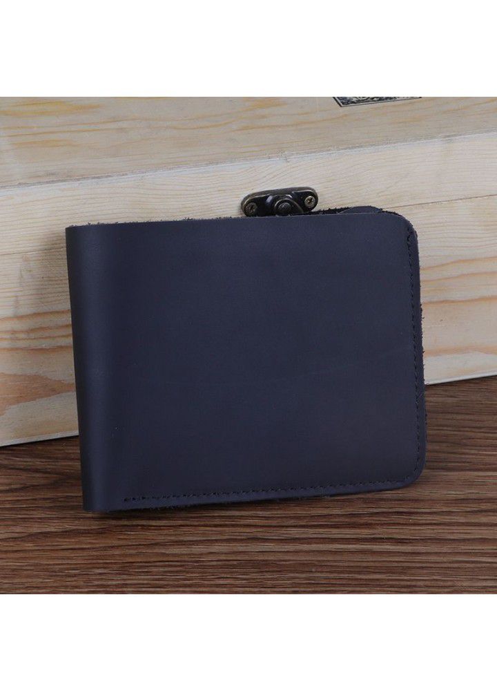 Foreign trade source crazy horse skin men's wallet leather horizontal short head leather wallet retro leisure wallet wholesale 