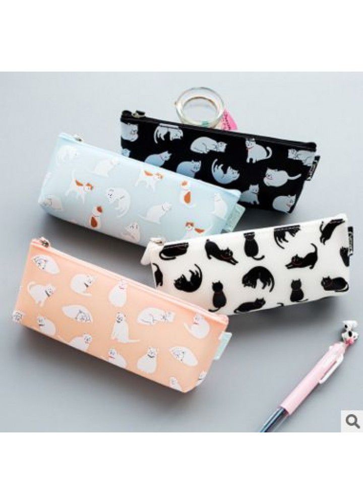 Stationery jelly cute cat stereo silicone simple student pencil bag creative stationery storage cute pen bag 