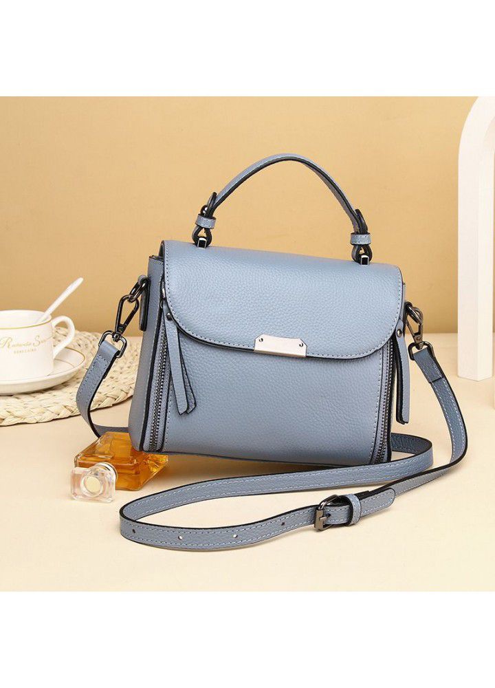 Bag women's leather new  fashion handbag top layer cowhide One Shoulder Messenger Bag trend small square bag 3018 
