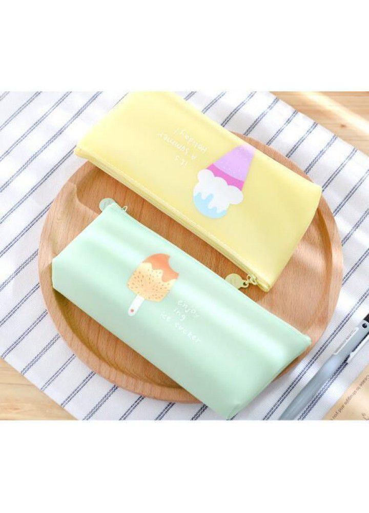 Creative Korean stationery ice cream summer boat pen bag fruit girl large capacity zipper multi-function pen bag 