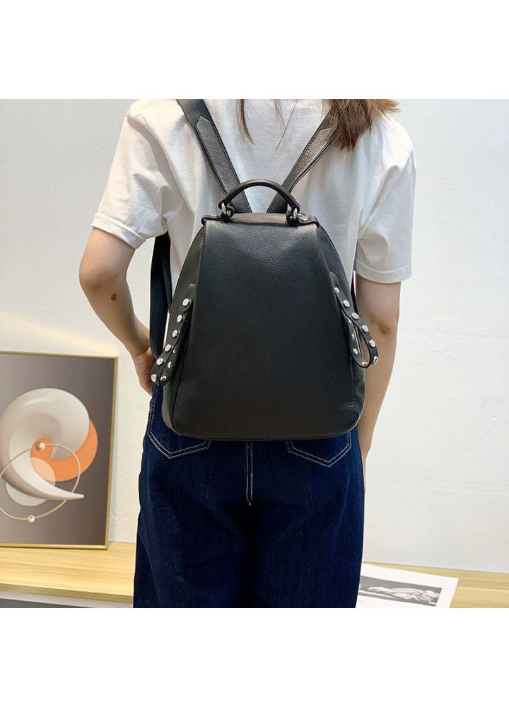 Large capacity backpack women's  new leather women's bag fashion big bag head leather natural fall backpack 811 
