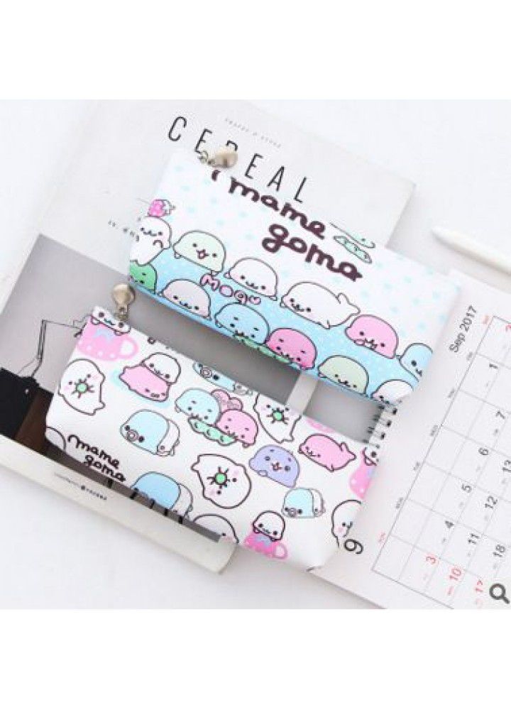 Japanese and Korean stationery wholesale creative corner cute PU leather triangle stationery bag student cute storage pencil bag 