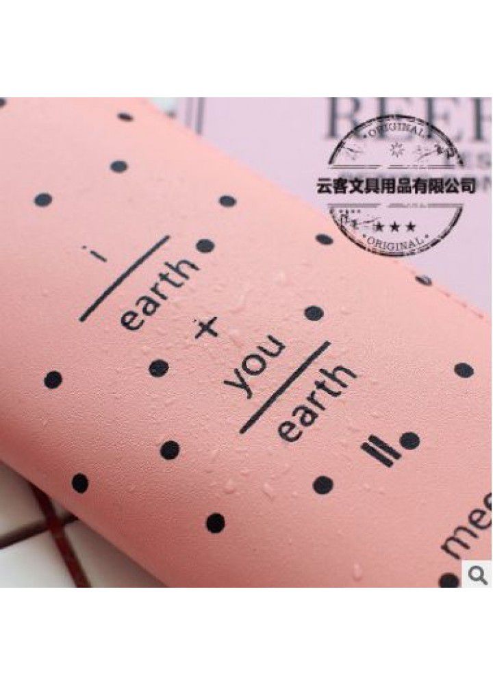 New Korean simple solid color personalized leather pencil bag student creative zipper stationery bag pencil bag 