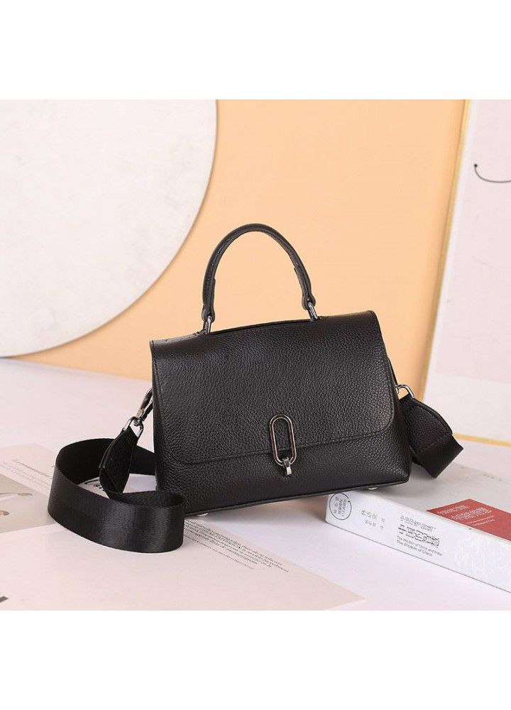 Korean fashion leather women's bag  new net Red Cross shoulder bag head layer cow leather portable small square bag 6136 