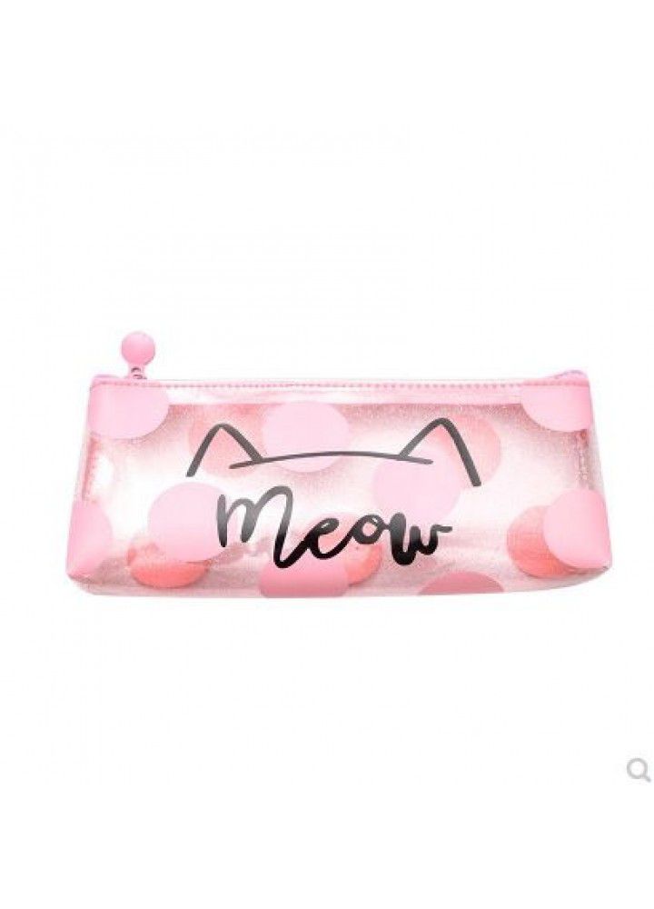 Korean new girl pink pencil bag cute large capacity pencil bag small fresh girl stationery bag 