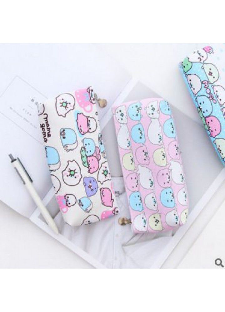 Japanese and Korean stationery wholesale creative corner cute PU leather triangle stationery bag student cute storage pencil bag 