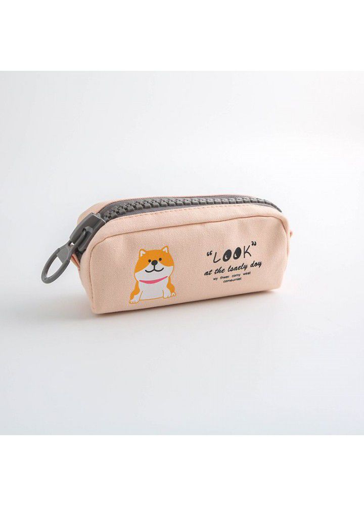 Creative cartoon cute dog big zipper girl heart large capacity pencil bag stationery bag pencil bag 