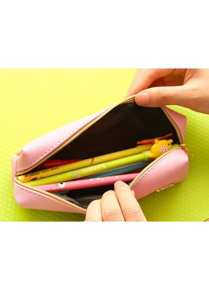 Korean stationery bag cute pony leather pencil case Korean men's and women's creative simple pencil case 