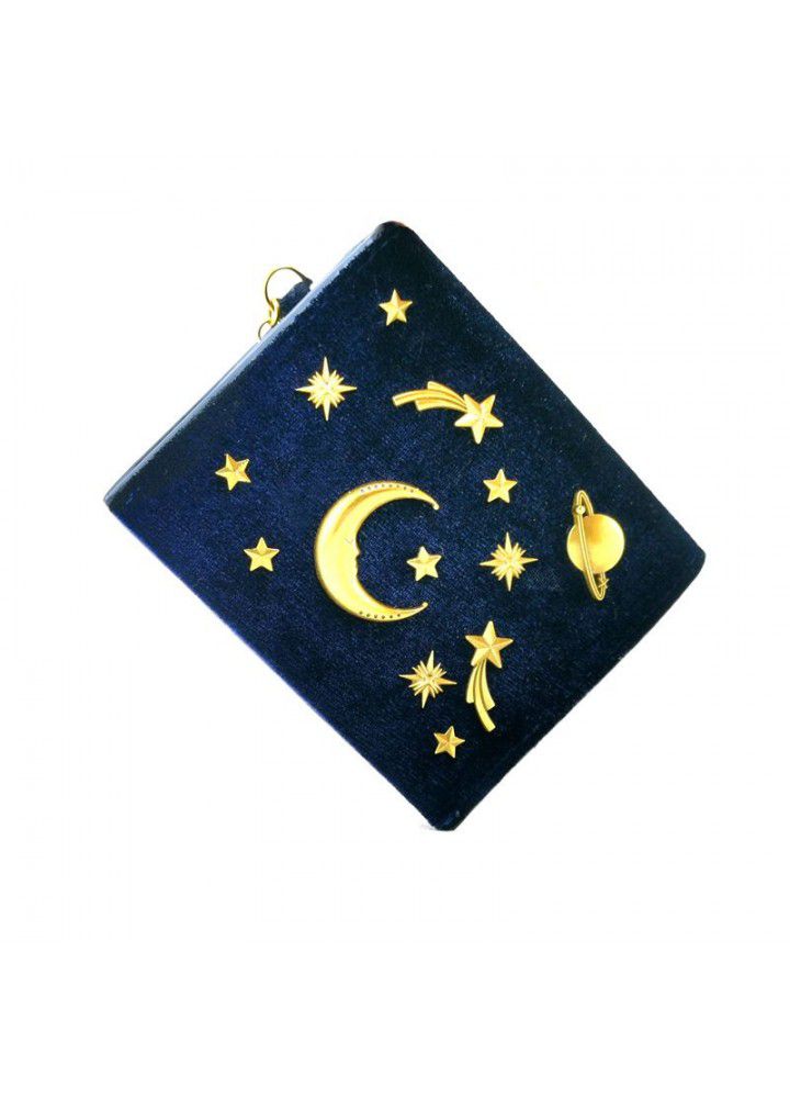  new lady's star moon bag velvet star sky short wallet metal Galaxy card bag zero wallet 