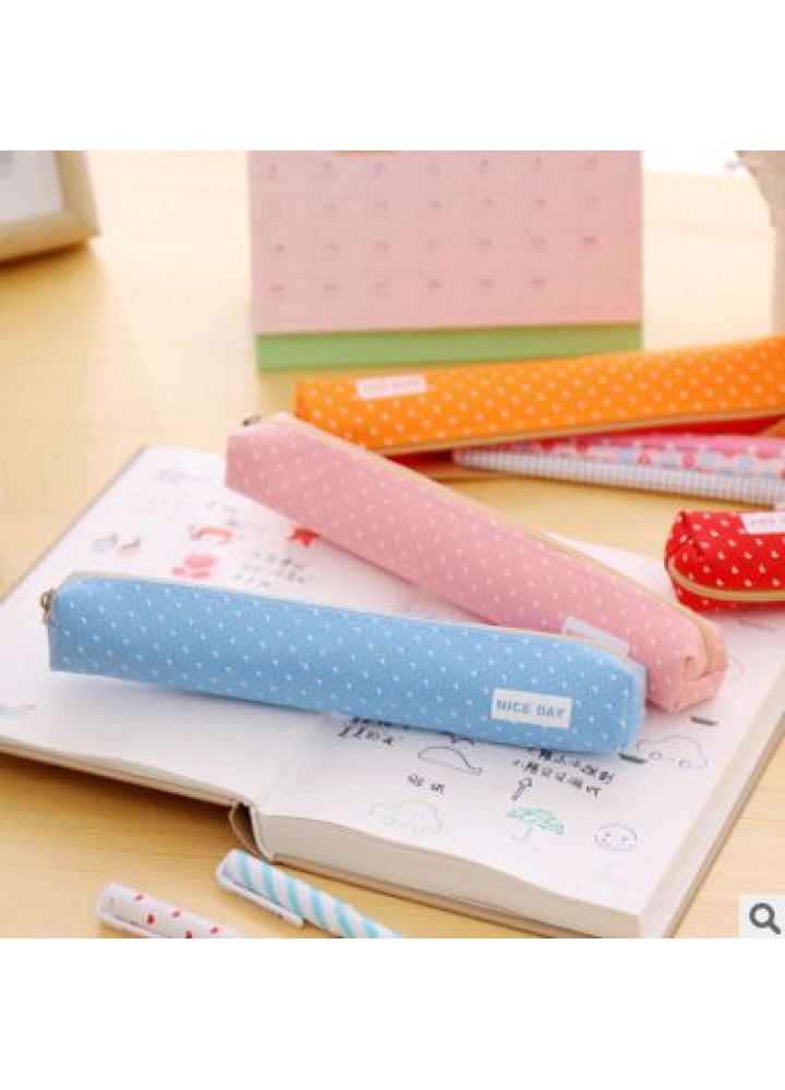 Factory direct sales Korea stationery long wave point candy color pencil bag creative primary and secondary school students pencil bag female 