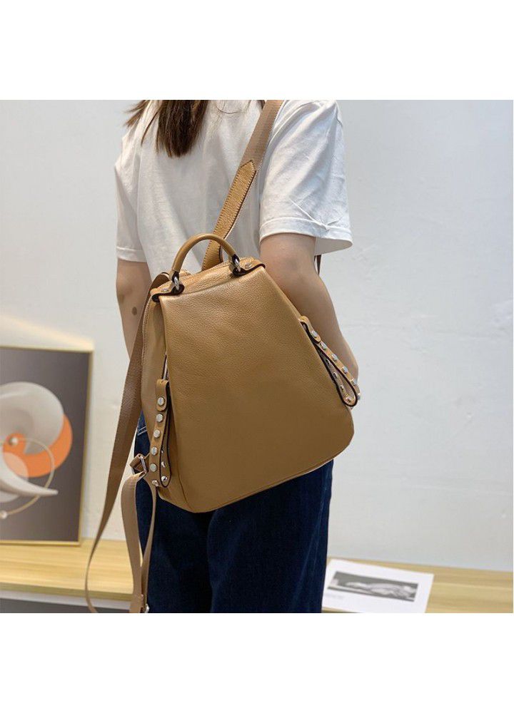 Large capacity backpack women's  new leather women's bag fashion big bag head leather natural fall backpack 811 
