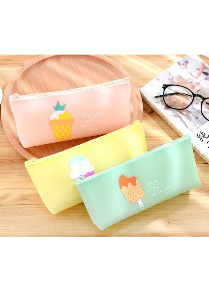 Creative Korean stationery ice cream summer boat pen bag fruit girl large capacity zipper multi-function pen bag 