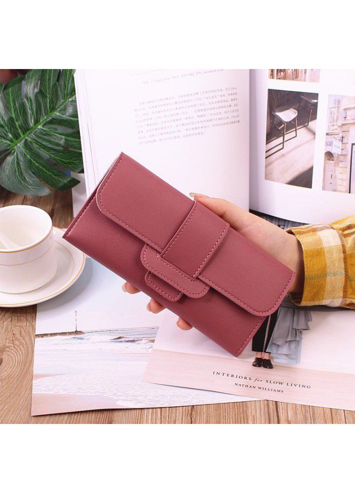 Women's wallet women's long 3-fold flip Korean version small fresh student change multi function buckle Wallet 