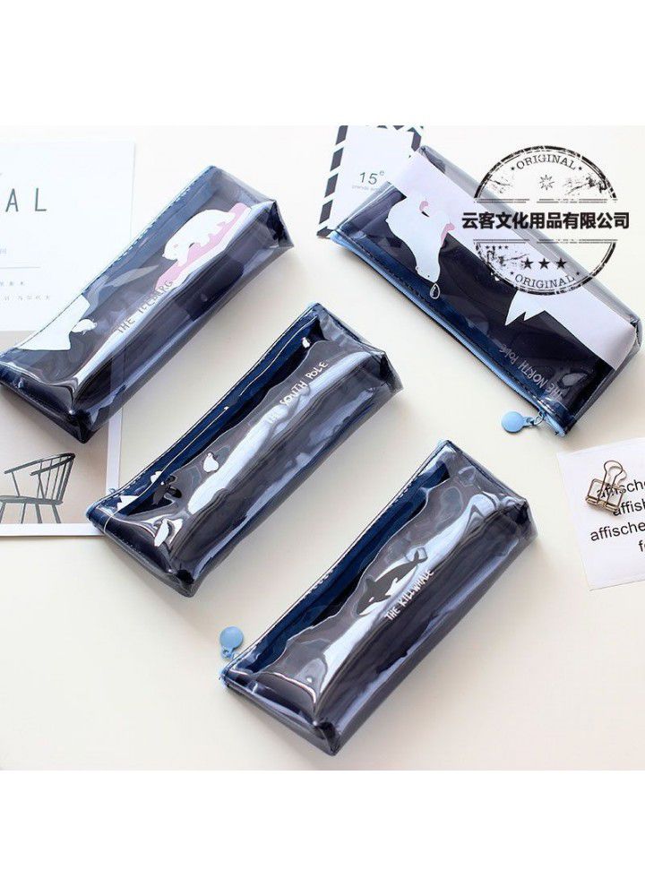 2017 creative stationery Cute Animal Polar series Antarctic Arctic translucent pen bag sundry storage bag 