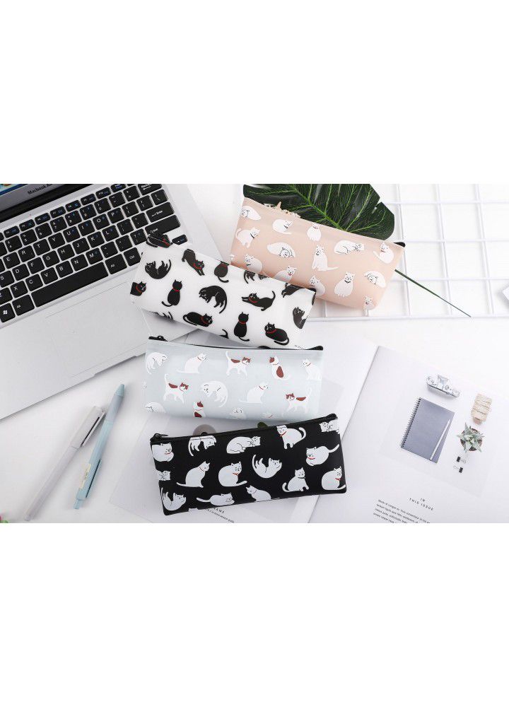 Stationery jelly cute cat stereo silicone simple student pencil bag creative stationery storage cute pen bag 
