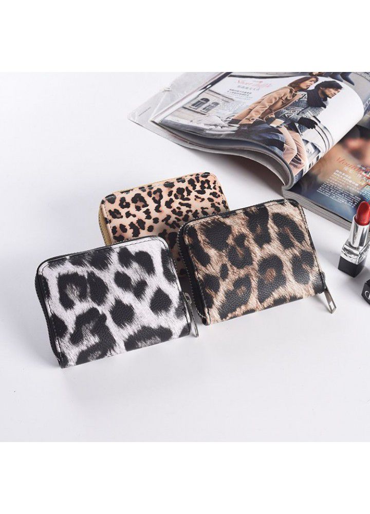 Women's wallet women's short leopard Pu wrist zipper bag multi card mobile phone bag card bag wholesale 
