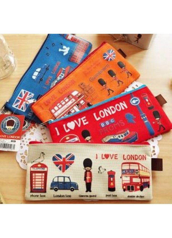 South Korea stationery fly over London Oxford cloth zipper bag student zipper pencil bag stationery bag pen curtain exotic 