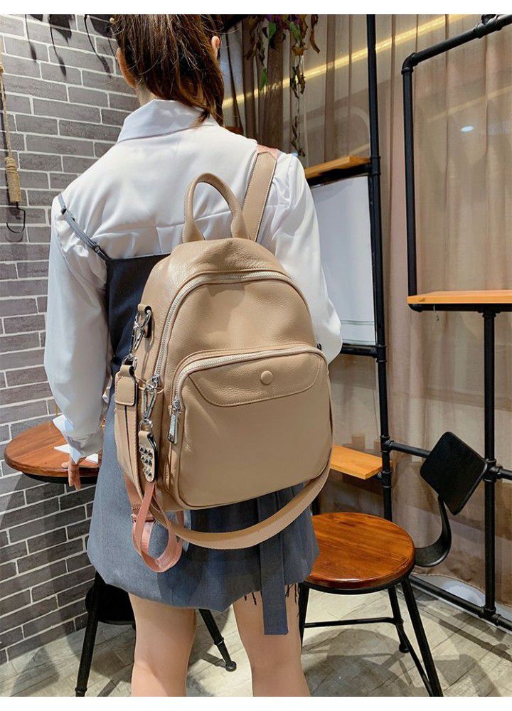 Leather natural fall backpack  new fashion women's backpack trend versatile leather women's bag 0019 