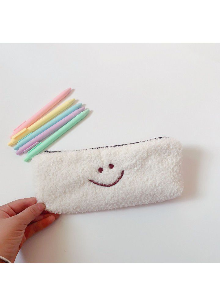 Kasumi Korea dinotaeng same healing smile embroidered lamb Plush pen bag simple stationery bag 