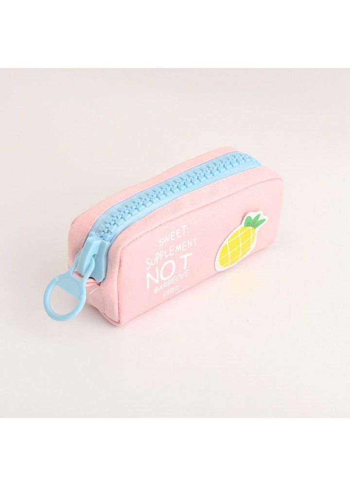 Creative stationery fruit large zipper canvas pencil bag student large capacity storage pencil bag office supplies 