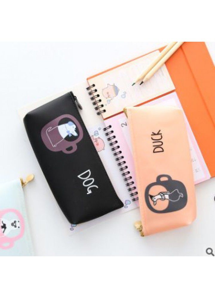 Korean creative cartoon cute animal pencil case children's school supplies stationery case men's and women's pencil case 