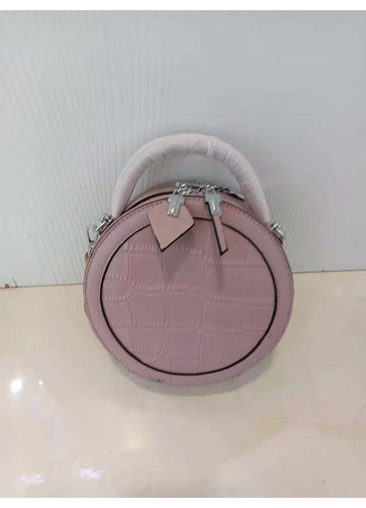 Leather small bag women's bag new  fashion foreign style portable small round bag jaw fish Single Shoulder Messenger Bag 805 