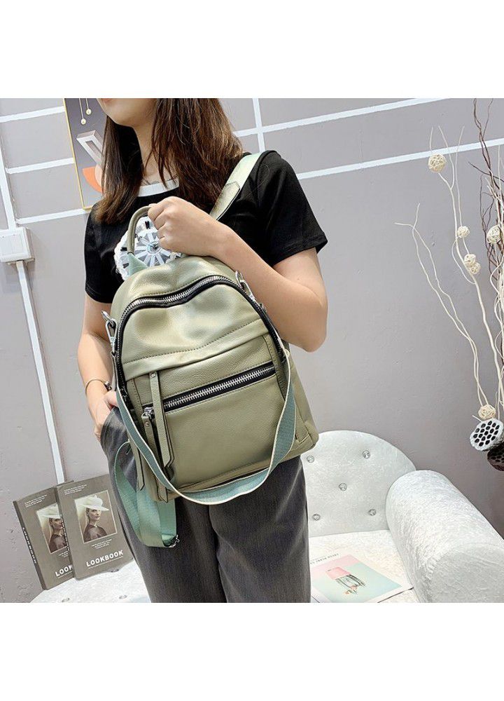 Fashion soft leather backpack  new head leather natural fall double shoulder bag trend leather women's bag single shoulder 605 