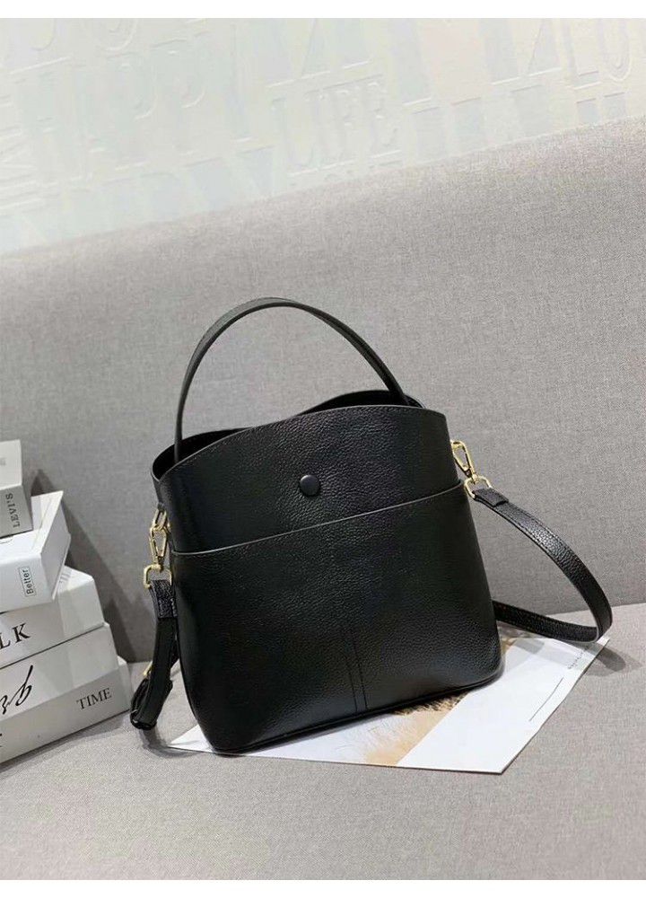 Cowhide women's bag  new Korean one shoulder slung fashion handbag niche Design Leather bucket bag 8809 