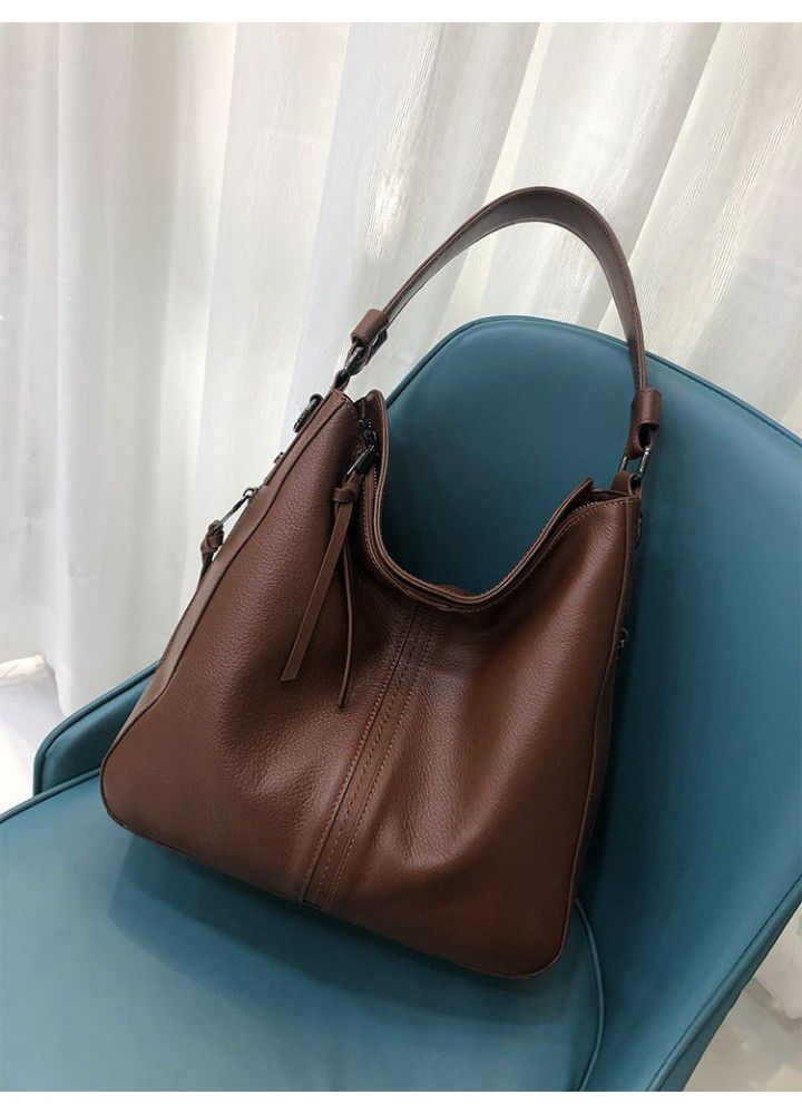 Cross border leather women's bag  new European and American large capacity single shoulder bag head layer cow leather cross carry bag 1081 