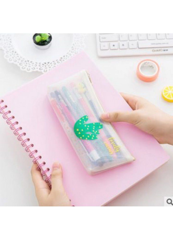 2017 new Korean pencil case PVC soft lead cactus pencil case zipper pencil case stationery case customized 