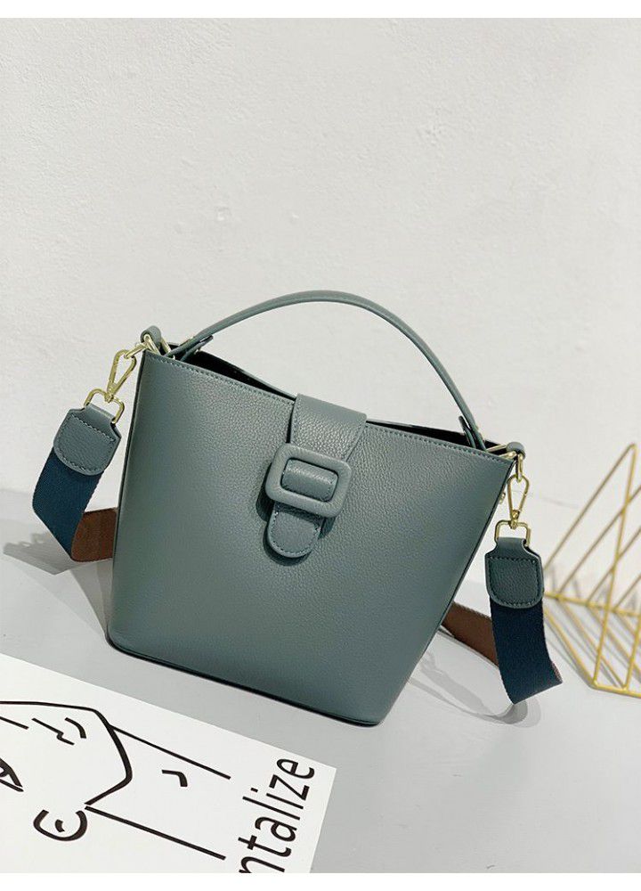 Leather Bucket Bag NEW LEATHER natural fall soft leather buckle fashion single shoulder bag carrying bag 81256 