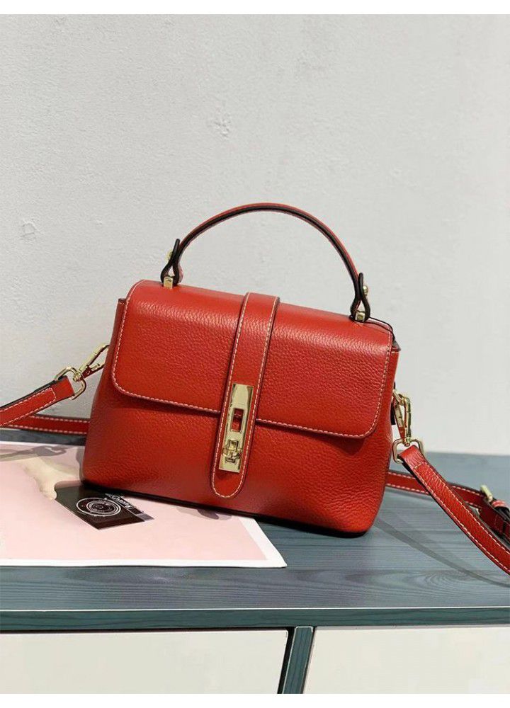 Leather handbag women's  new lock small square bag fashion trend Messenger Shoulder Bag versatile women's bag 6509 