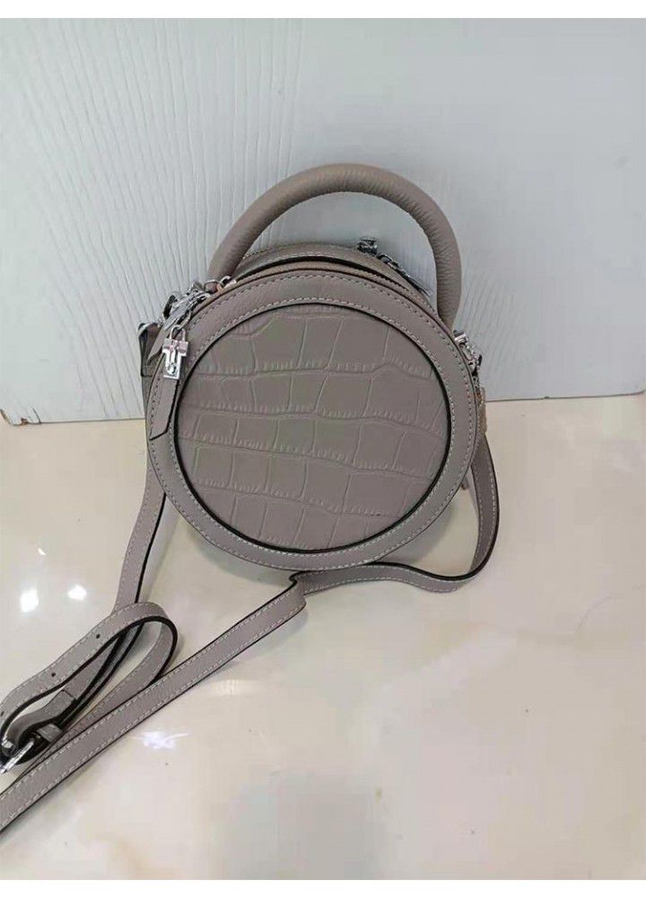 Leather small bag women's bag new  fashion foreign style portable small round bag jaw fish Single Shoulder Messenger Bag 805 