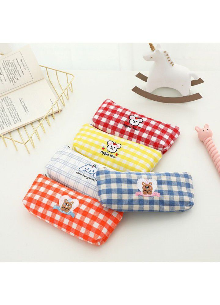 Cartoon embroidered pencil case for junior high school students 