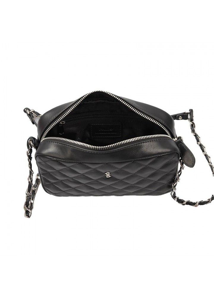  spring new xiaoxiangfeng Lingge Messenger Bag Black simple large capacity one shoulder women's bag chain bag 