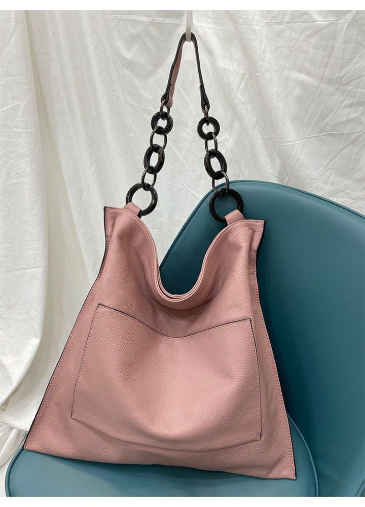 Cross border leather women's bag  new leather big bag top layer cow leather European and American fashion single shoulder bag 5506 