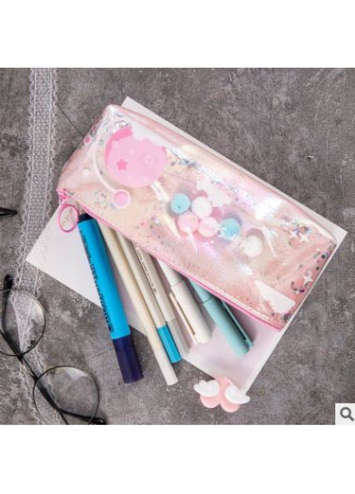 Creative planet quicksand pencil case student personalized stationery case waterproof gorgeous stationery bag laser pencil case 