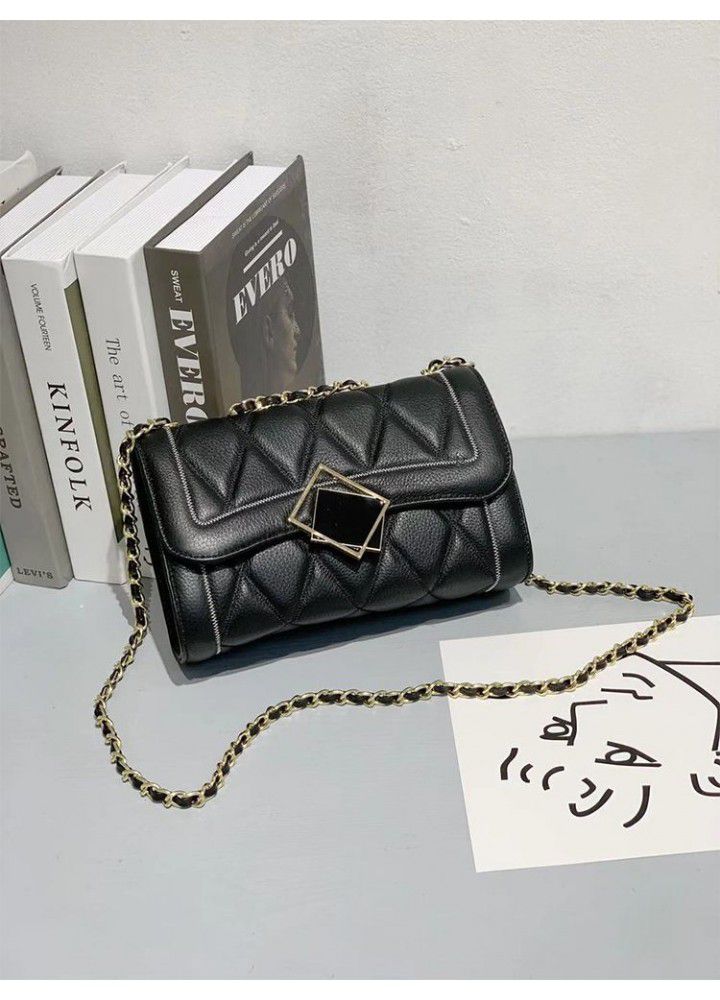 Xiaofangbao  new xiaoxiangfeng Lingge single shoulder slant span bag leather women's bag fashion trend chain bag 6613 