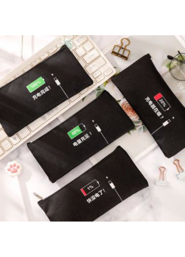 Creative cartoon canvas pencil case high quality Oxford simple stationery case student stationery pencil case 