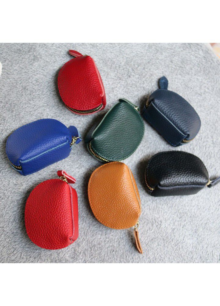  new simple retro Mini zero wallet cowhide wallet women's leather dumpling zipper Coin Bag Fashion 