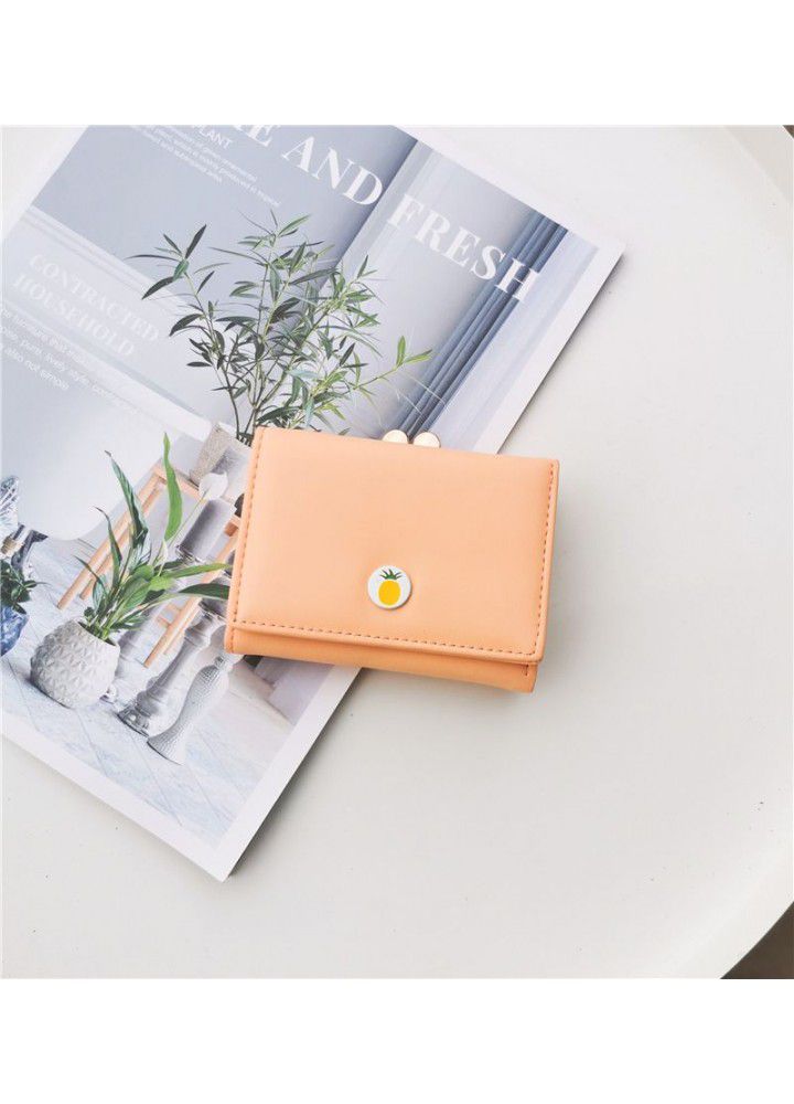  fashion small wallet women's short Korean cute little fresh fruit 30% off student lady wallet wallet 