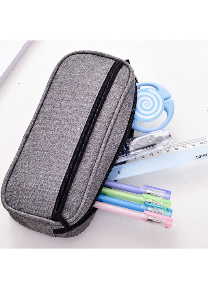Deli stationery 66782 pencil bag student pencil box solid color simple stationery box large capacity multifunctional zipper bag