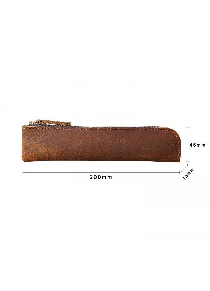 Retro Leather pen bag top Leather Handmade creative business office storage bag pencil box stationery bag
